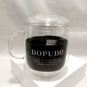 DOPUDO Glass Tea Cup With Infuser And Lid Borosilicate Large Tea Cup/mug 17.6oz‎